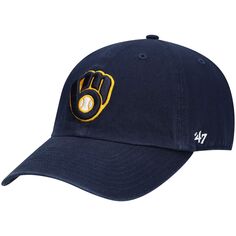 Мужская темно-синяя регулируемая кепка Milwaukee Brewers Home Clean Up &apos;47