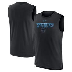 Мужская черная майка Nike Miami Marlins Knockout Stack Exceed Muscle Tank