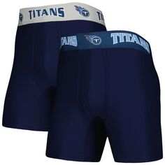 Мужской комплект из 2 трусов-боксеров темно-синего/серого цвета Tennessee Titans Concepts Sport