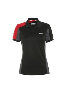 Черно-серо-красная женская футболка стандартного кроя с воротником-поло Slam