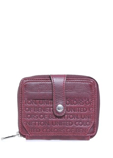 Мужской кожаный кошелек бордово-красный United Colors of Benetton