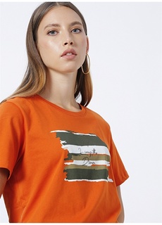 Темно-оранжевая женская футболка с круглым вырезом с принтом Fabrika Comfort