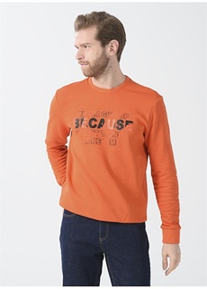 Однотонный оранжевый мужской свитшот с круглым вырезом Fabrika Sports