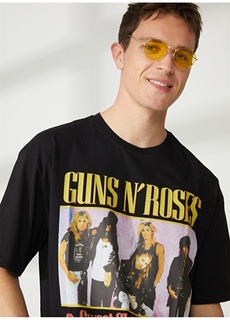 Черная мужская футболка оверсайз с принтом Guns&apos;n Roses Never Say Never