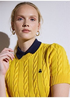 Желтый женский свитер с круглым вырезом Brooks Brothers