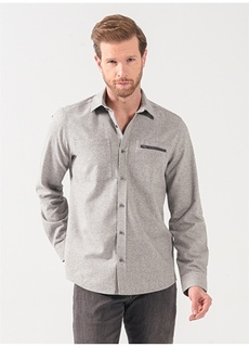 Однотонная серая мужская рубашка Fabrika Comfort