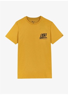 Желтая мужская футболка с круглым вырезом и рисунком Skechers