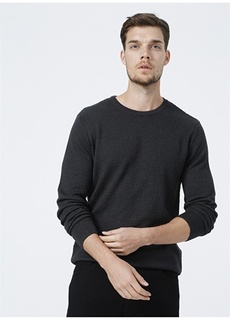 Базовый мужской свитер антрацитового меланжевого цвета с круглым вырезом Fabrika ФАБРИКА
