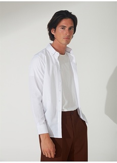 Обычная белая мужская рубашка с воротником на пуговицах Slim Fit Süvari