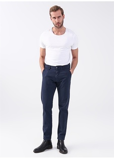Мужские брюки комфортного кроя с нормальной талией темно-синего цвета Beymen Business