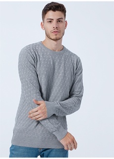 Серый меланжевый мужской свитер с круглым вырезом Altınyıldız Classic