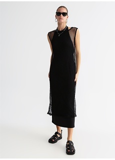 Простое черное длинное женское сетчатое платье с вырезом Black On Black
