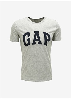 Светло-серая мужская футболка с круглым вырезом и принтом Gap