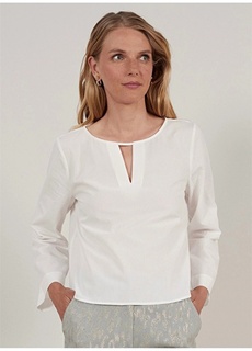 Белая женская рубашка с круглым вырезом Yargıcı