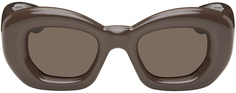 Коричневые блестящие темные надутые солнцезащитные очки-бабочки LOEWE