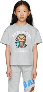 Серая футболка BAPE Kids Baby Milo Bass