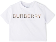 Футболка Baby White с логотипом в клетку Vintage Check Белая Burberry