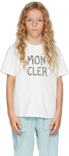 Детская белая футболка с логотипом Белая Moncler Enfant
