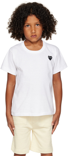 Детская белая футболка с нашивкой в ​​виде сердца Comme des Garçons