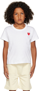 Детская белая футболка с нашивкой в ​​виде сердца Comme des Garçons
