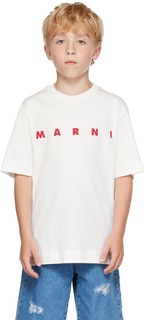Детская белая футболка с принтом Marni
