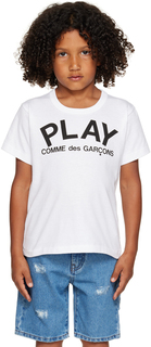 Детская белая футболка с принтом Comme des Garçons