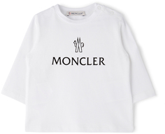 Baby White &amp; Black Футболка с длинным рукавом с логотипом Белая Moncler Enfant