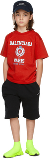 Детская красная футболка с логотипом Balenciaga Kids