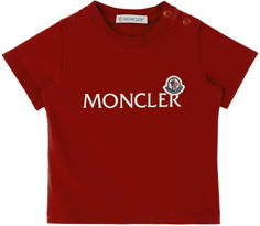 Футболка с логотипом Baby Red Красная Moncler Enfant