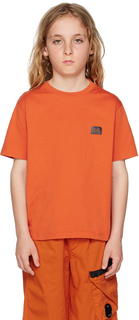 Детская оранжевая футболка с принтом C.P. Company Kids