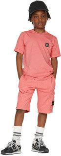 Детская розовая футболка с логотипом цвета фуксии Код поставщика: 20147 Stone Island Junior