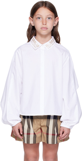 Детская белая рубашка-накидка Burberry