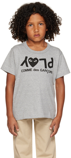 Детская серая футболка с принтом Comme des Garçons