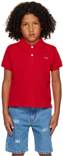 Детская рубашка-поло с нашивкой в ​​виде красного сердца Comme des Garçons
