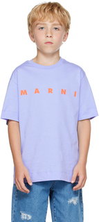 Детская фиолетовая футболка с принтом Marni