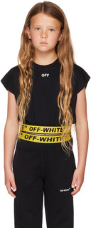 Детская черная футболка в индустриальном стиле Черный/Желтый Off-White