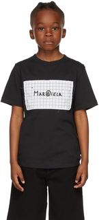 Детская черная футболка с графическим логотипом Черная MM6 Maison Margiela