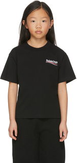 Детская черная футболка с политической кампанией Balenciaga Kids