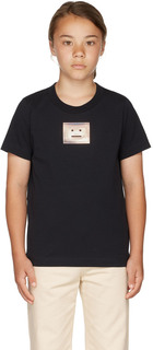 Детская черная футболка с логотипом Черная Acne Studios