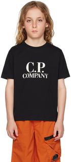 Детская черная футболка с принтом Goggles C.P. Company Kids
