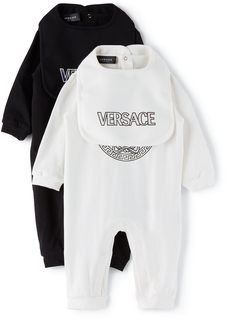 Подарочный набор боди и нагрудников для малышей: белое и черное, белый/черный Versace