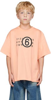 Детская розовая футболка с круглым вырезом MM6 Maison Margiela