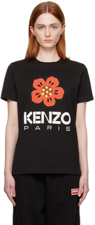 Черная футболка с цветочным узором Paris Boke Kenzo