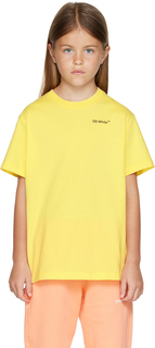 Off-White Kids Желтая резиновая футболка со стрелкой