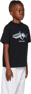 Детская футболка Palm Angels с изображением акулы черного цвета