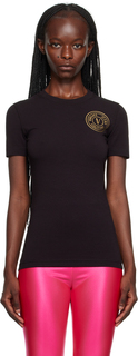 Черная футболка с V-образной эмблемой Versace Jeans Couture
