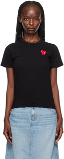 Черная футболка с двойным сердцем Comme des Garçons