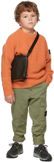 Детские брюки-карго цвета хаки с логотипом Stone Island Junior