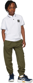 Детские зеленые классические брюки для отдыха Зеленый в стиле милитари Код поставщика: 761661540 Stone Island Junior