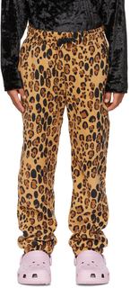 Детские коричневые флисовые брюки с леопардовым принтом Mini Rodini